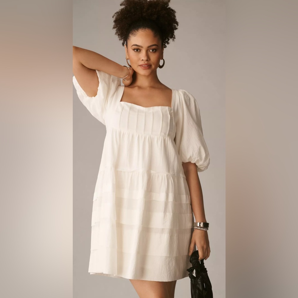 By Anthropologie | Square Neck Puff Sleeve Dress